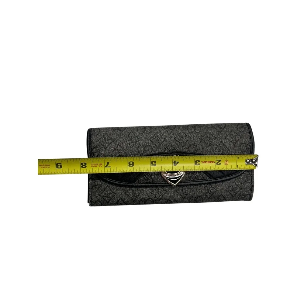 Juicy Couture Logo Wallet Clutch Gray Black Heart Clasp Y2K Retro Streetwear‎
